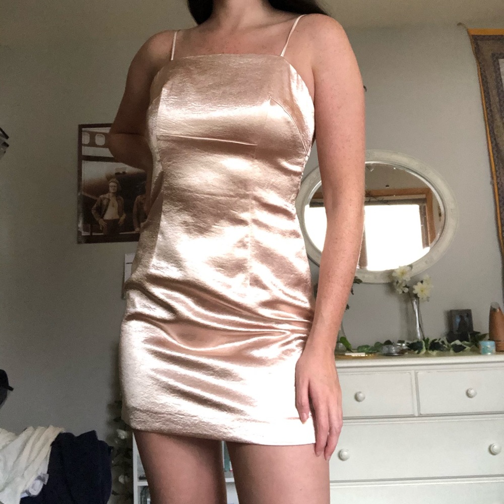 Gold shimmery tight mini dress
